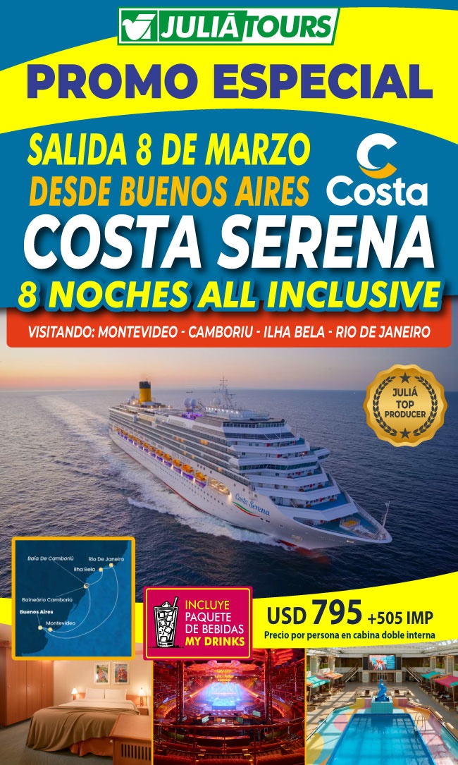 Promo Especial Costa Serena Salida 8 De Marzo Desde Buenos Aires