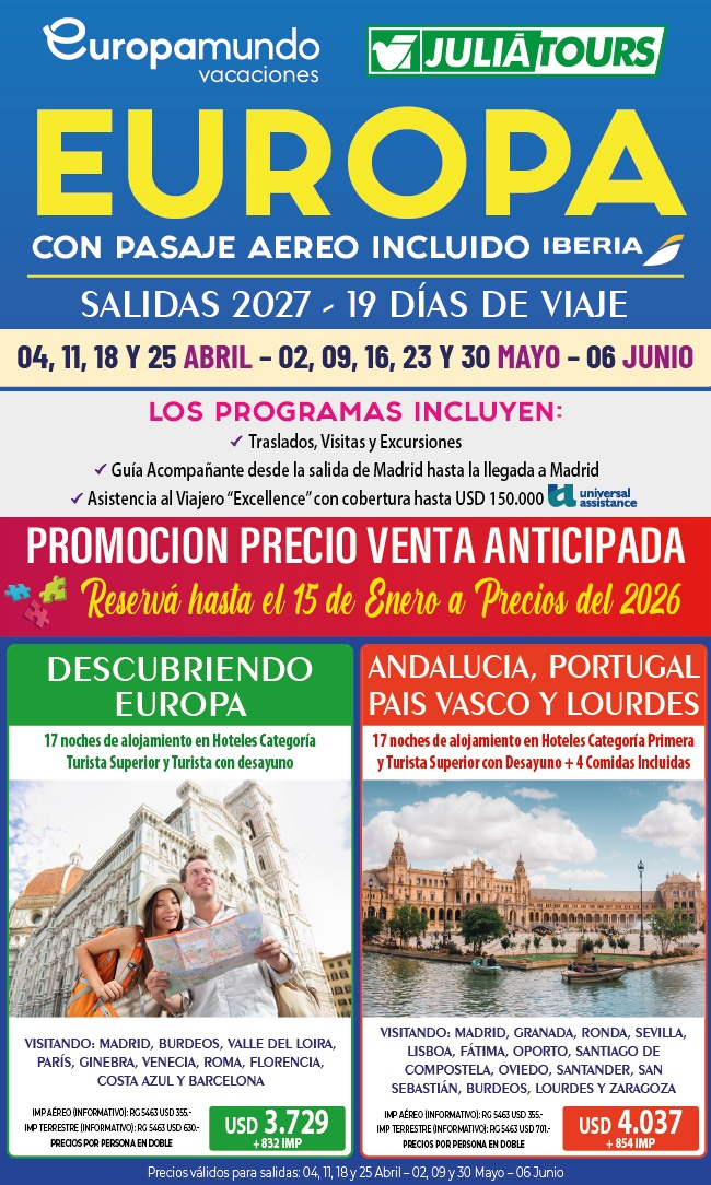 Europa Con Pasaje Aereo Incluido Salidas Domingo Con Iberia Europamund