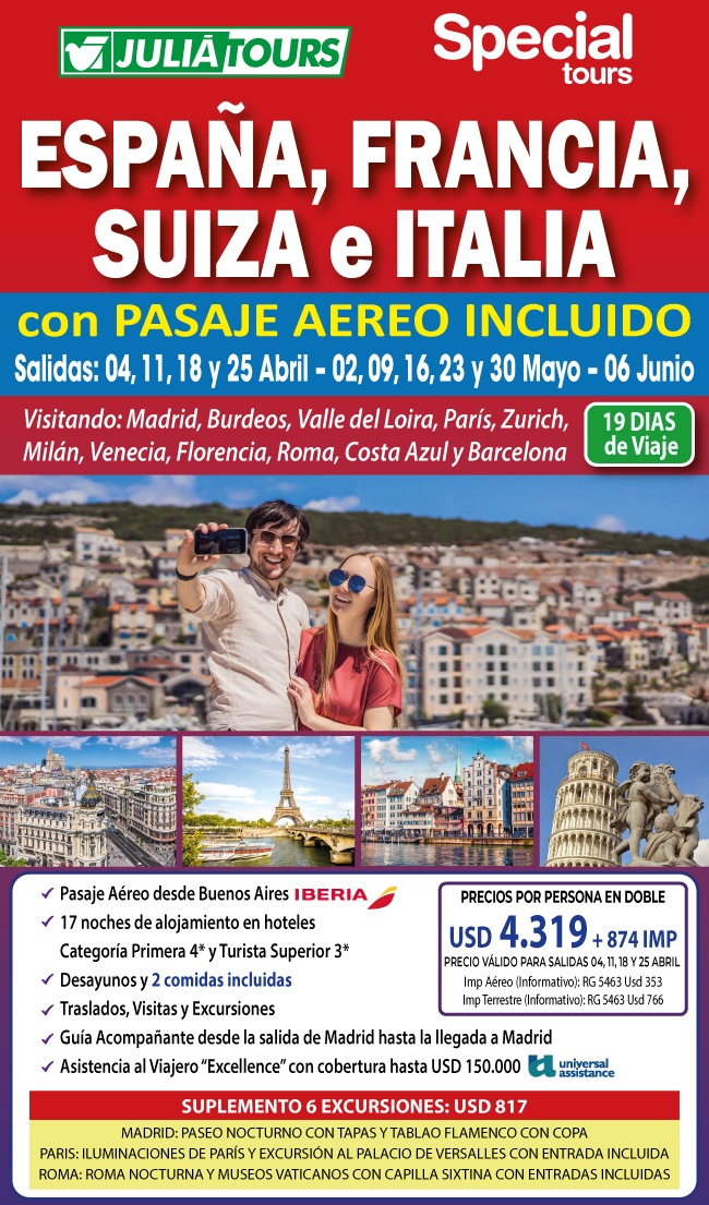 Espana Francia Suiza E Italia Con Aereo Ib Incluido