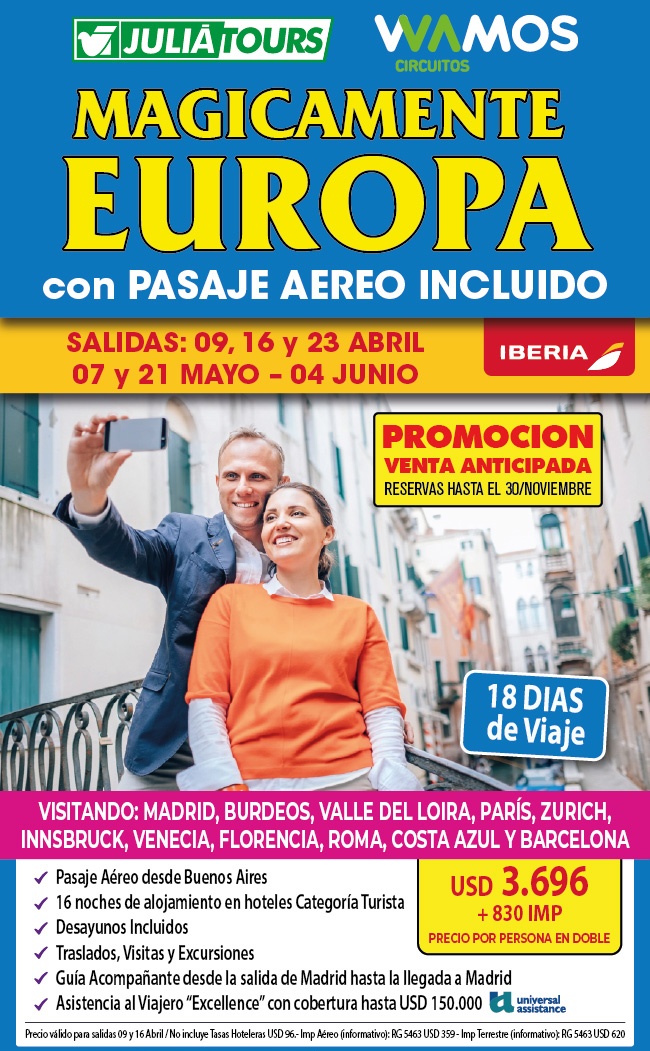 Europa Con Pasaje Aereo Incluido Salidas Viernes Con Iberia Wamos