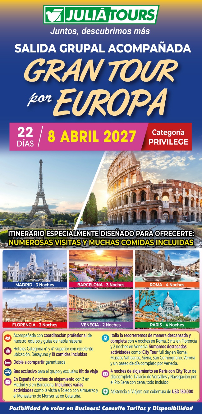Gran Tour Por Europa Salida Grupal Acompanada 8 De Abril 2027